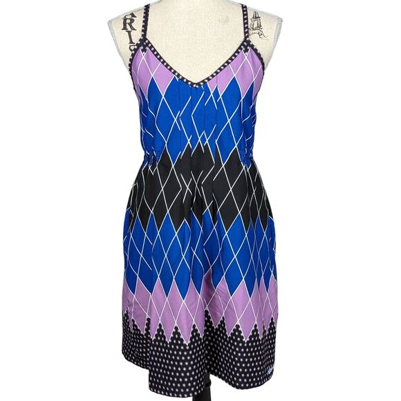 Billabong Spaghetti Strap Geometric Print Dress Black Blue Purple Large - Picture 15 of 15